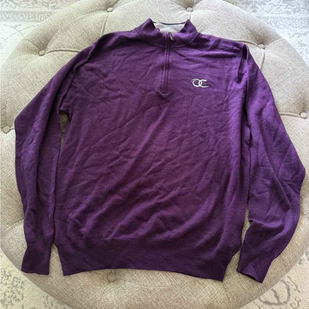 Peter Millar Purple Zip Up Sweater